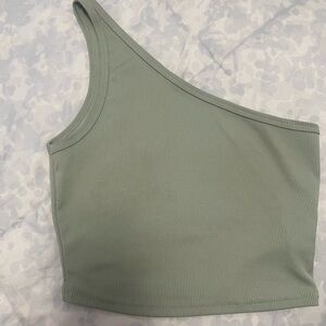 SHEIN Asymmetrical Ribbed Tank in Sage